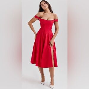 House of CB Red Saira Midi Dress